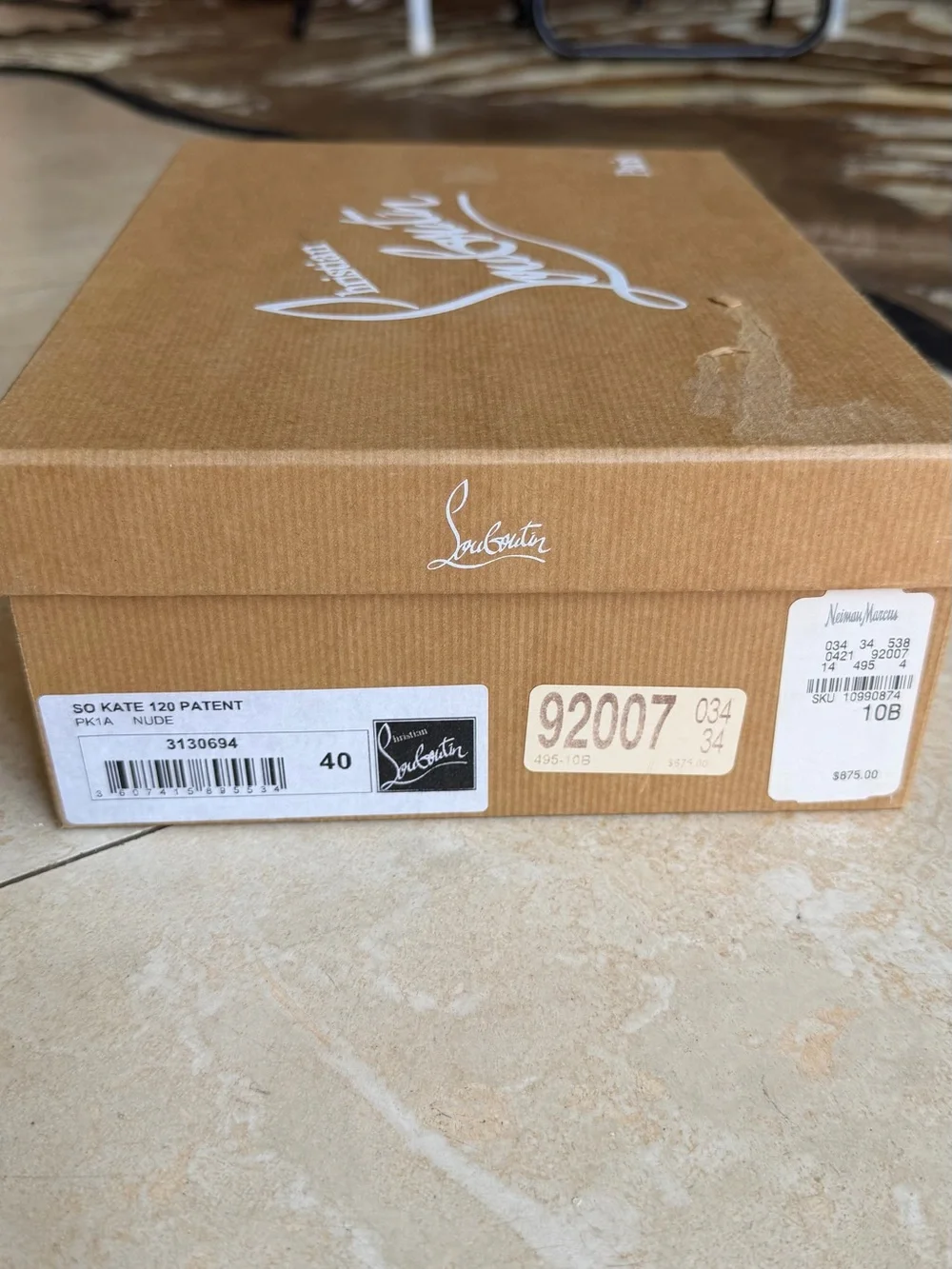 Christian Louboutin Beige Patent Leather Stiletto Pumps with Red Soles